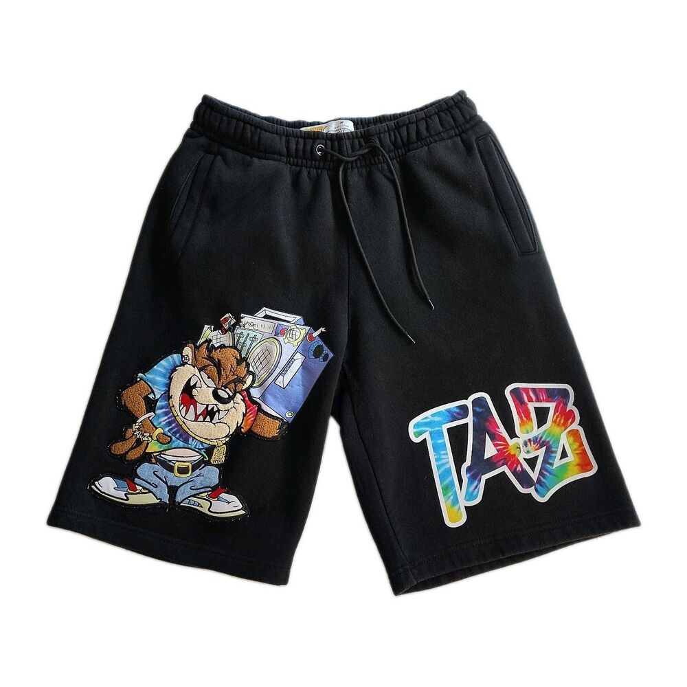 TAZ Tasmanian Devil Hip Hop Boombox Shorts Mens M Retro 90s Inspired Looney Tune